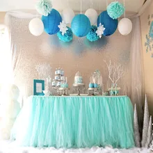 Теплое украшение стола для дня рождения, Тюлевая юбка для стола, Тюлевая скатерть для свадебной вечеринки, декор стола, Индивидуальный размер