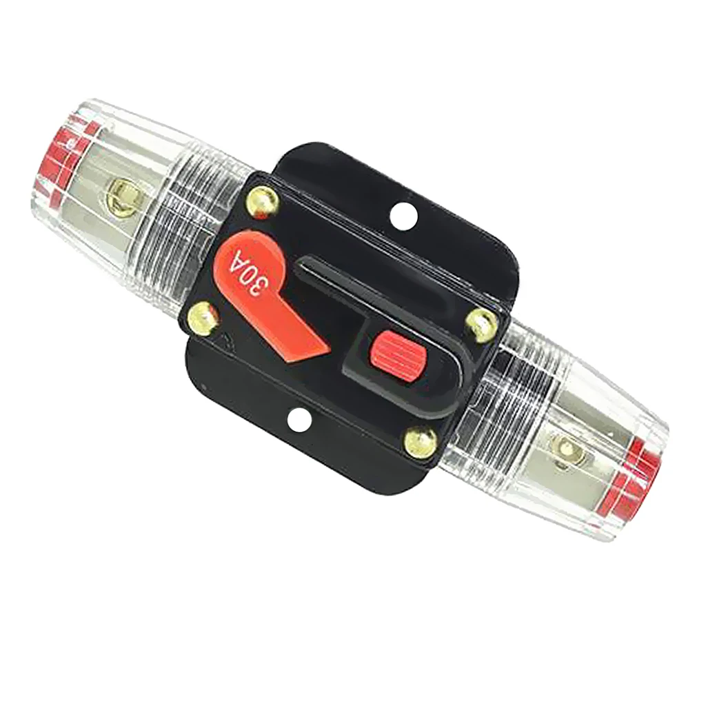 2Pcs 12V DC Car Boat Marine Audio Manual Reset Inline Circuit Breaker Fuse Holder Inverter 20A 30A AMP for System Protection