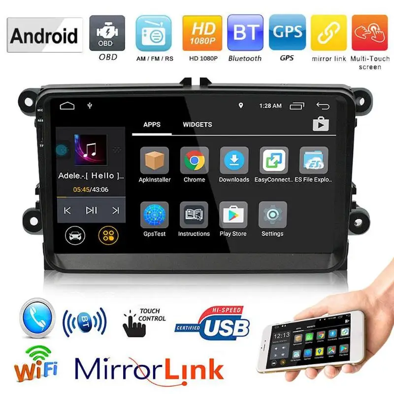 

VODOOL 9" TFT 1Din Car WiFi Bluetooth MP5 Player Android GPS Navigation For VW Skoda Fabia Octavia Praktic Roomster Yeti Superb