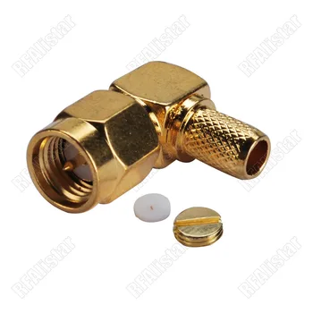 

50pcs SMA Male Plug Right Angle Crimp For RG58 RG142 RG400 LMR195 Cable Connector