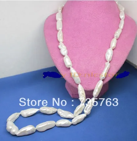 

xiuli 00888 long 20mm-28mm natural white keshi reborn pearl gem necklace fashion jewelry