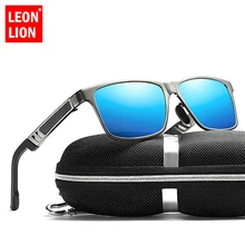 LeonLion поляризованные солнцезащитные очки мужские унисекс алюминиевые квадратные брендовые дизайнерские UV400 классические очки металлические очки для мужчин