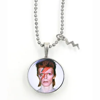 David bowie lighting bolt necklace singer inspirational fandom dome jewelry NW2081