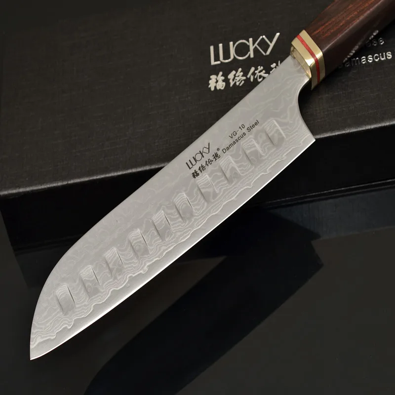 7 дюймовый кухонный нож Santoku японский VG10 Дамасская сталь рыба мясо Фрукты овощной