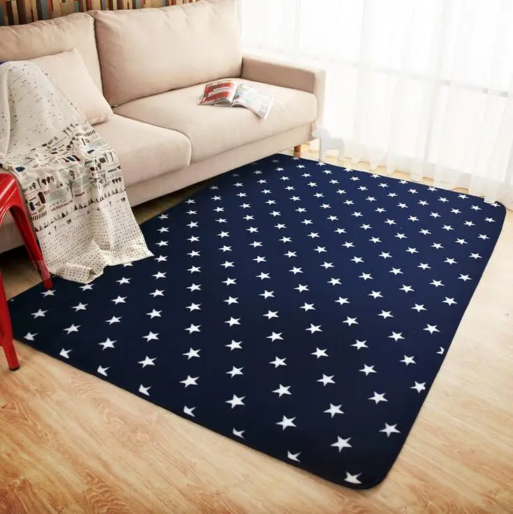 Mdct New Royal Blue White Stars Fleece Rug Carpet Kids Baby Room
