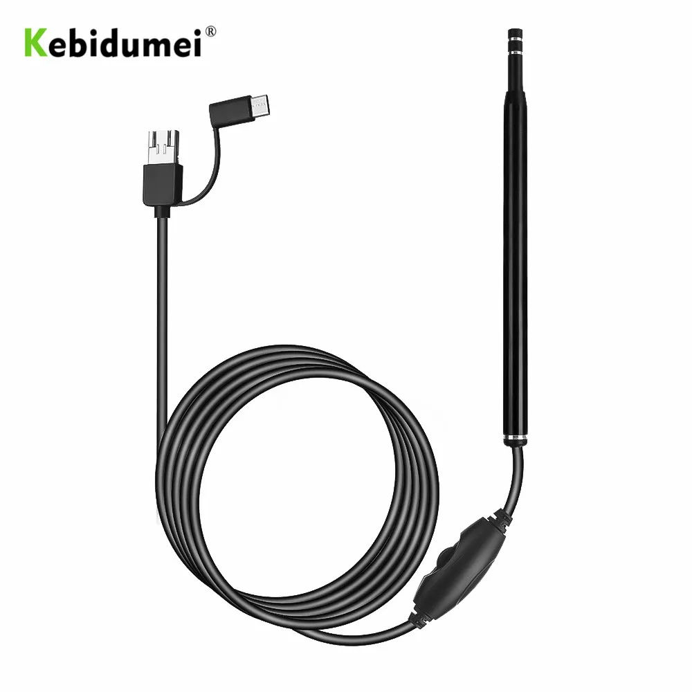 Kebidumei эндоскоп для очистки ушей 3 в 1 USB HD визуальная ложка 5 мм мини камера ПК Ушная