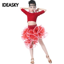 Танцевальные платья; топы для латинских танцев; юбка для Фламенго; детское платье для танцев; платье для девочек с бахромой для бальных танцев; платье для латиноамериканских танцев; детское платье для танго