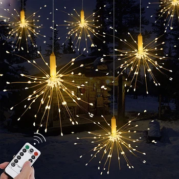 

DIY Foldable Bouquet Shape LED String Lights Firework Remote Control Decorative Fairy Lights for Christmas Wedding Parties