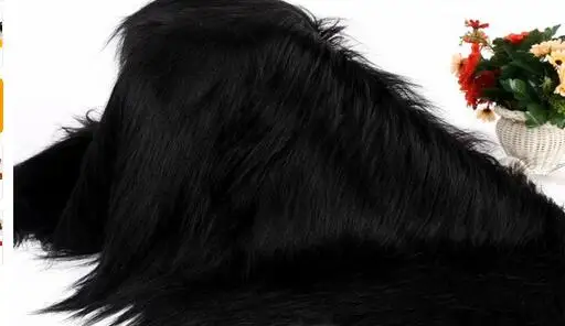 18 Цвета роскошные длинные волосы искусственный мех Ткань плюшевые игрушки ткань 100x150 см - Color: black