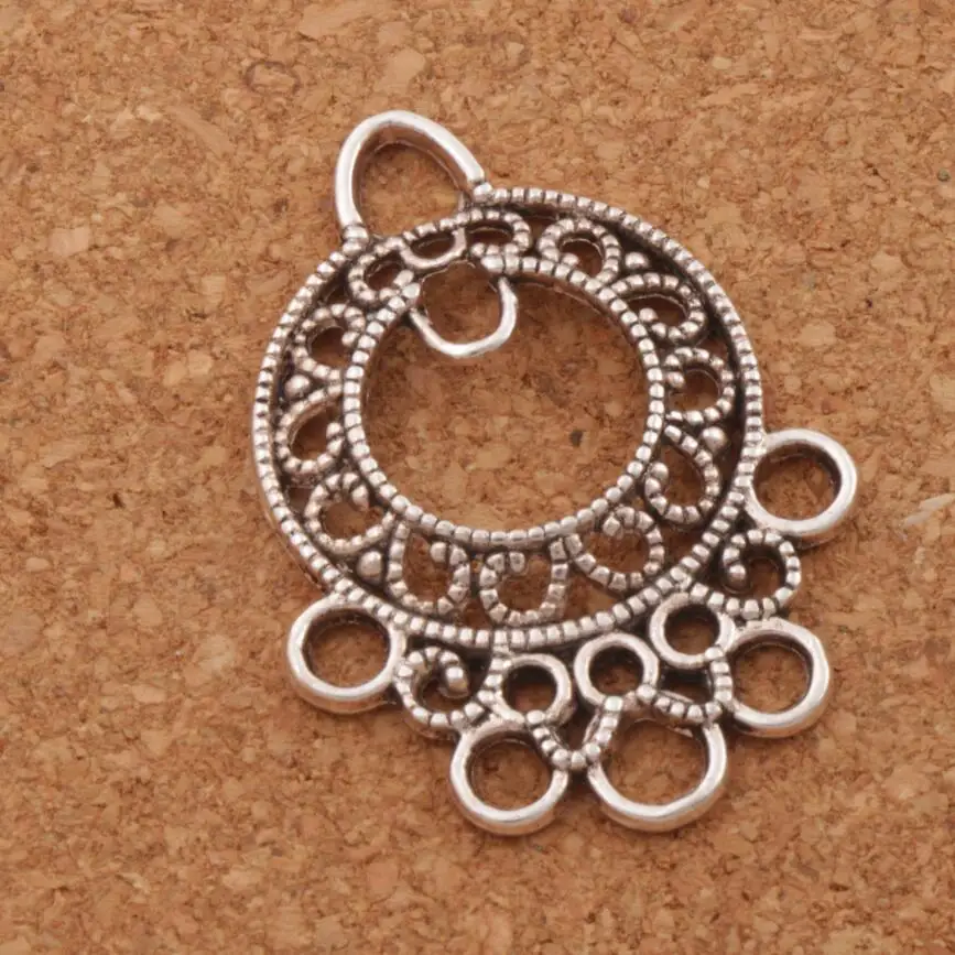 

12pcs MIC 26.5x36.6mm Antique Silver Dots Open Ring Flower 5-Strand Spacer End Connecor Fit Tassel Earrings Jewelry DIY L1254