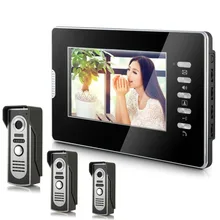 YobangSecurity 7″ Color Video Door Phone Door Chime Wired Video Intercom Doorbell Intercom System 3 Camera 1 Monitor for Home