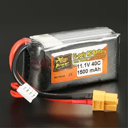 Литий-полимерный аккумулятор ZOP Мощность 11,1 V 1500 mAh 40C 3 S Lipo Батарея XT60 разъем для Радиоуправляемая модель