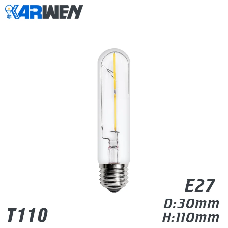 KARWEN 10 шт. светодиодный лампочка из стекла E27 Светодиодный светильник T45/T110 2 Вт 4 Вт 6 Вт светильник в форме свечи AC220V светодиодный лампочка эдисона Ретро светодиодный лампочка из стекла - Испускаемый цвет: E27 T110