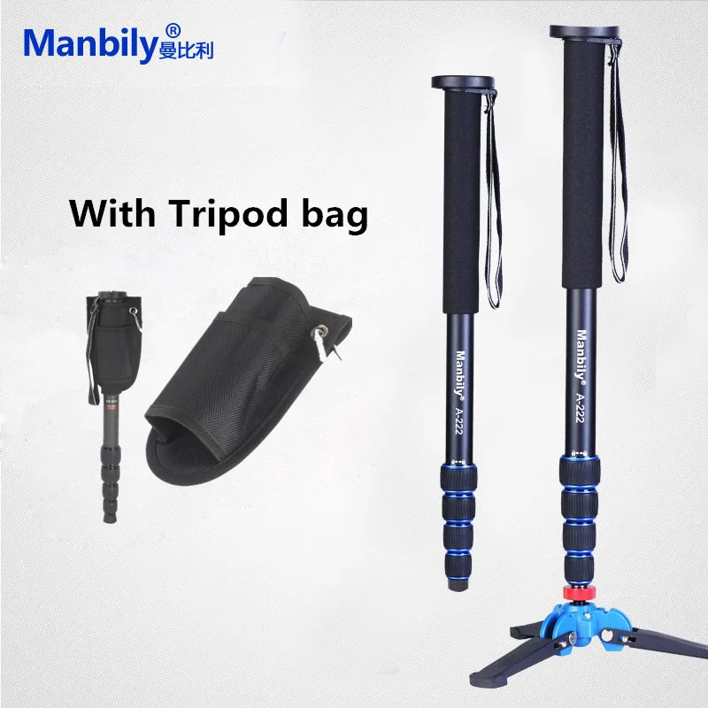 Monopod de Alumínio com Dobrável Base de Equilíbrio Manbily Profissional Câmera Três Pés Suporte Tripé A-222 65-inch - Image 2