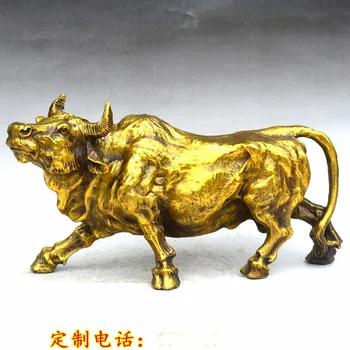 

2020 TOP HOME SHOP Company FENG SHUI business GIFT Money Drawing GOOD LUCK Bull Taurus bullfight Mascot Brass Sculpture 33CM