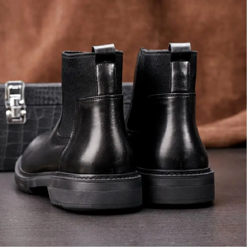 Calidad Hombres Cómodos Británico Cuero Hermosos Botines Marca Estilo De Negro Botas Casual Mycolen Superior Zapatos Chelsea Retro zXEq1wTnF