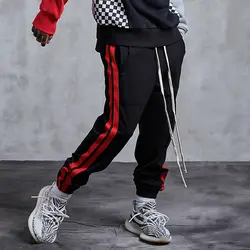 Мужские брюки-шаровары с карманами и эластичной резинкой на талии, уличные повседневные брюки в стиле панк в стиле хип-хоп