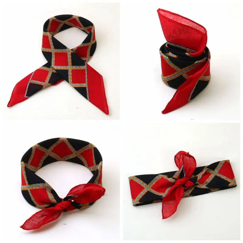 

Classic Plaid Print Headscarf for Women Men Fashion Wild Hip Hop Turban Cotton Square Towel Outdoor Soprts Handkerchief