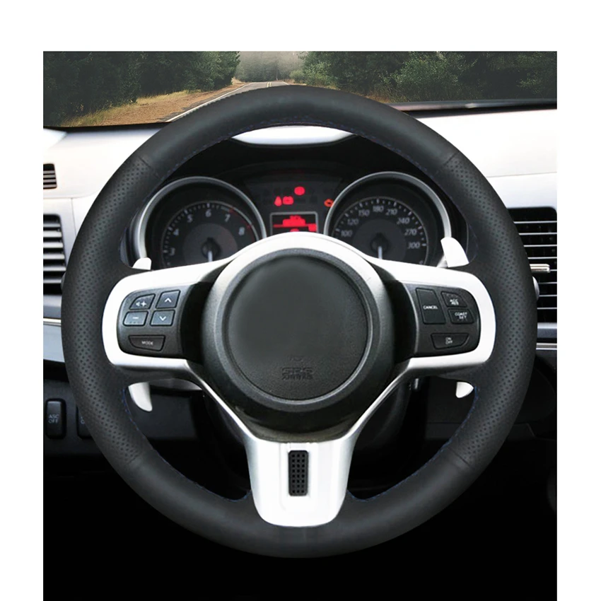 Рука сшитый черный искусственная кожа PU чехол рулевого колеса автомобиля для Защитные чехлы для сидений, сшитые специально для Mitsubishi Lancer 10 EVO ЭВОЛЮЦИЯ