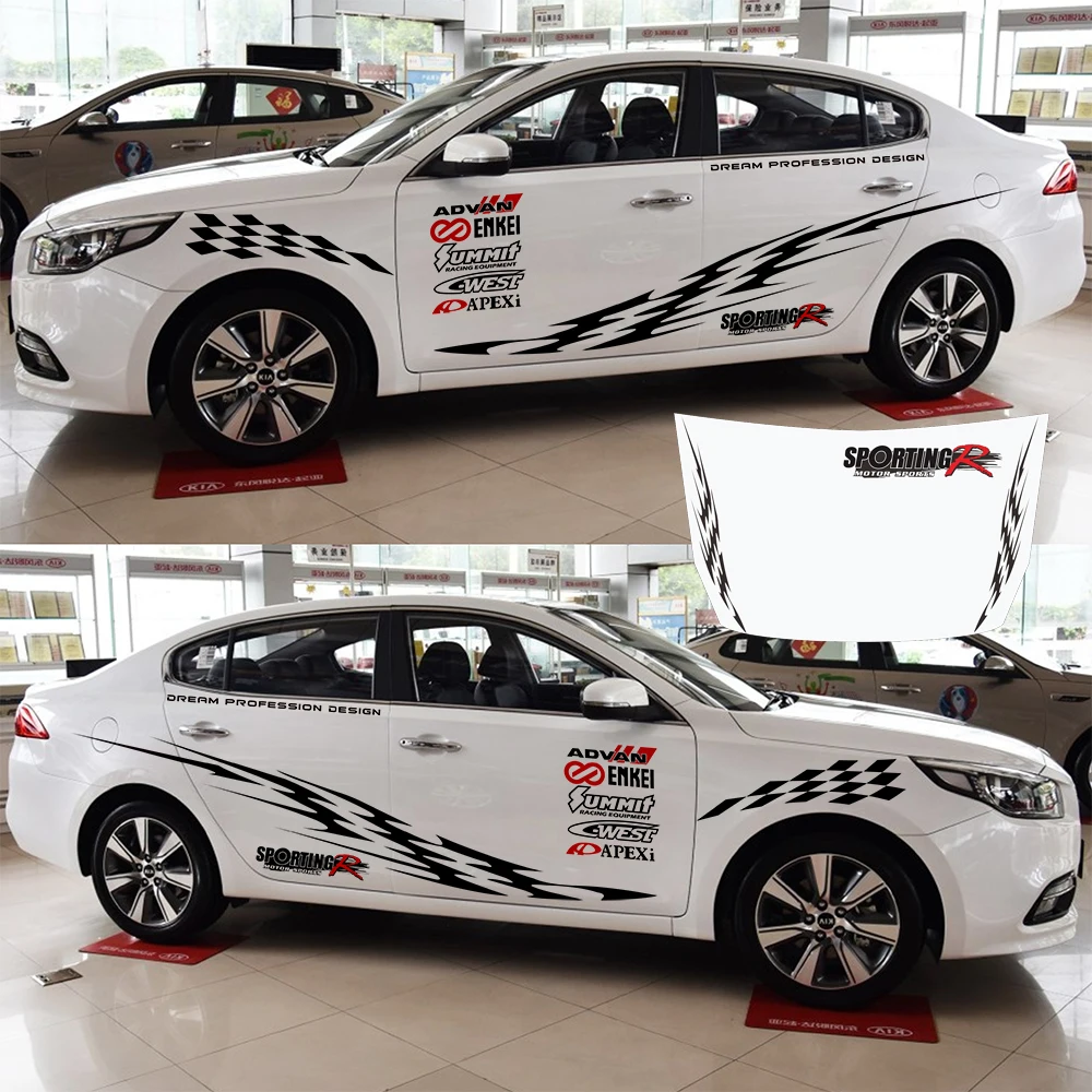 1 Set Personalized Design Car Sports Stickers Auto Cool Fire Waist Line