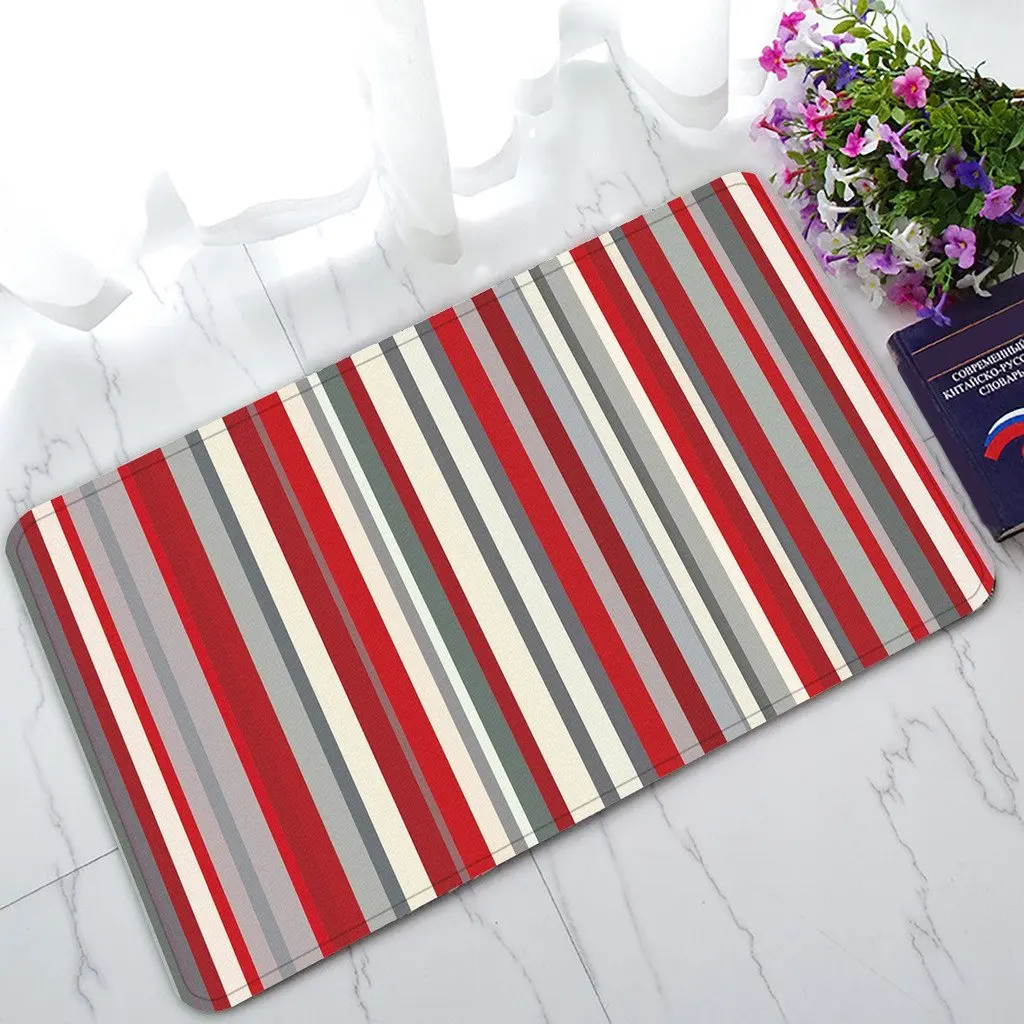 Custom Red Gray Vertical Stripes Non Slip Doormat Indoor/Outdoor