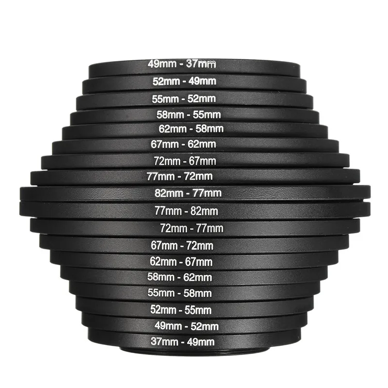 18 шт. фильтр объектива камеры шаг вверх вниз кольцо адаптер Набор 37-82 мм для Canon для камеры Nikon DSLR SLR