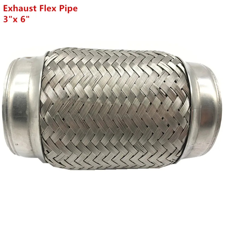 Exhaust Flex Pipe Stainless Steel Double Braid 3.5" x 6" w/ Ends 11" OAL