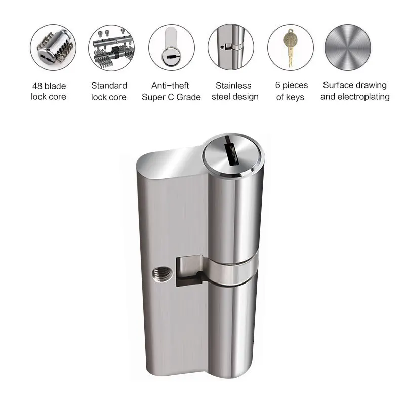 

95mm stainless steel lock living room bedroom bathroom room lock door lock lock core multi-key Affordable Durable