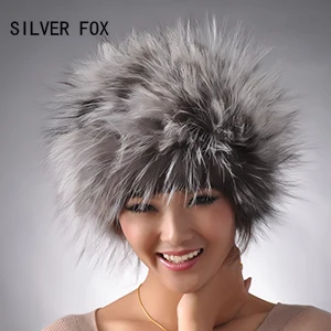 Натуральная Silver Fox Мех животных Кепки, реальная енота Мех животных шляпа, мех животных глушитель волос без. su-13109 - Цвет: SILVER FOX