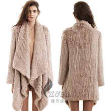 CX-G-A-215 для женщин Лидер продаж дизайн ручной вязки Кролик Мех животных куртка~ Прямая