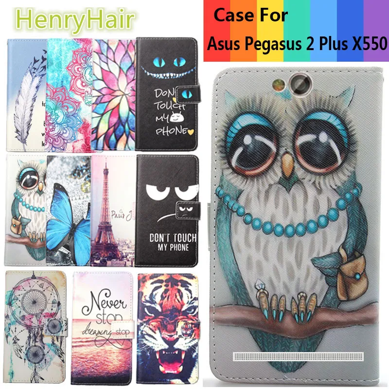 

Top Selling 11 Colors Cartoon Painting PU Leather Magnetic clasp Wallet Cover For Asus Pegasus 2 Plus X550 Case