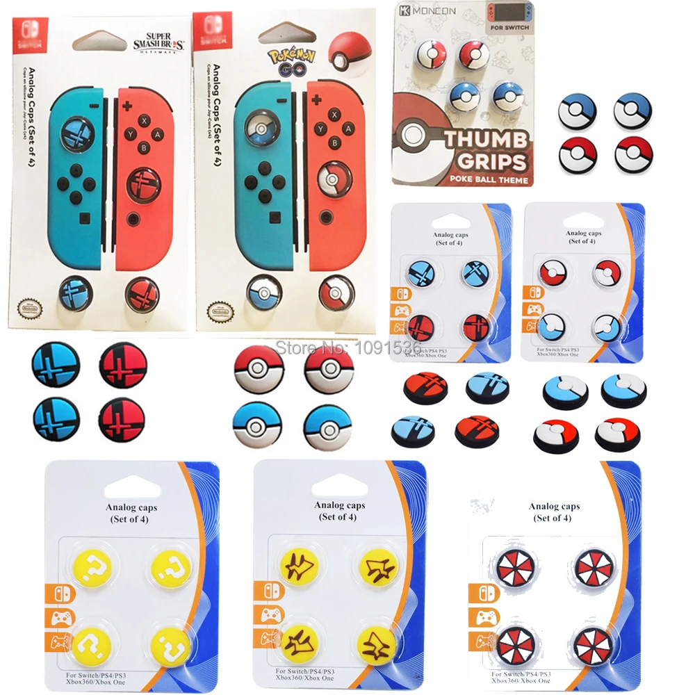 Силиконовые Poke Ball нескользящие накладки на джойстик колпачок для переключателя NS контроллер Кнопки джойстик кожный колпачок s Набор
