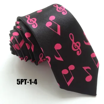 

2017 New Design Ties Black Necktie with Red Music Notes Cravatas