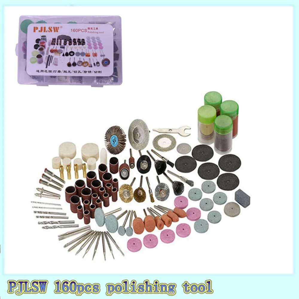 

PJLSW 160PCS Dremel Mini Drill Rotary Tool Accessories Bit Set for Grinding Polishing Cutting Abrasive Tools Kits