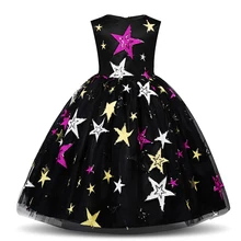 Нарядное платье принцессы для костюмированной вечеринки для девочек; Детский костюм с принтом звезды; Вечерние платья на Хэллоуин; Рождественская детская одежда