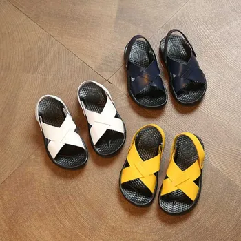 

Fashion Kid Shoes Summer Beach Unisex PU Leather Solid Color Child Sandals Hot Selling Comfortable Boys Girls Shoes H1