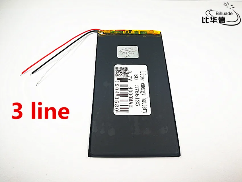 3 линии хорошего качества 3,7 V, 4000 mAH 3766125 полимер литий-ионный/литий-ионный аккумулятор для планшетных ПК, gps, mp3, mp4