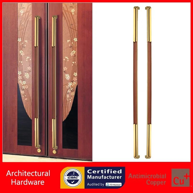 Entrance Door Handle PA-229-Gold-plated+Rose-wood