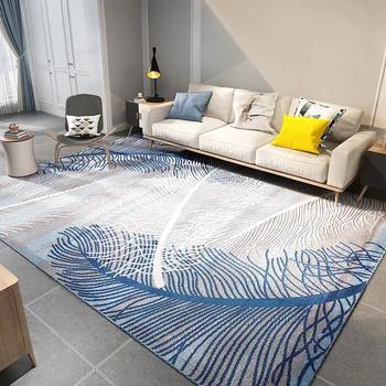 

Modern Feather Pattern Carpets For Living Room Pad Bedside Blanket Doormat Parlor Bedroom Rugs Home Nordic Floor Mat Anti-slip