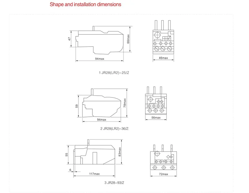 JR28-25 Термальность реле перегрузки 1.6A 2.5A 4A 6A 8A 10A 13A 18A 25A LR2D13 Регулируемый Термальность реле