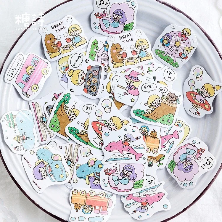 

45PCS/box New Creative Summer Imagining Diary Paper Lable Sealing Stickers Crafts Scrapbooking Decorative Lifelog DIY Stationery