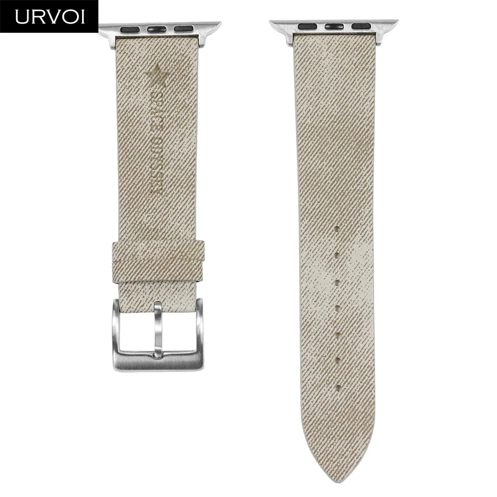 URVOI ремешок для apple watch band series 5 4 3 21 искусственная кожа наручный для iwatch Удобный прочный дизайн с пряжкой 38 42 40 44 мм - Цвет ремешка: Light grey