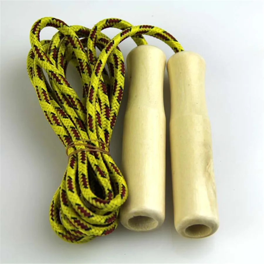 Wood Handle Fitness Jump Rope Crossfit Cotton Jumping Thread Adjustable Skipping Rope For Sports (3)