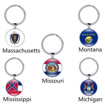 

US Map State Flag New Pendant Massachusetts, Montana, Missouri, Mississippi, Michigan State Flag Flag Keychain