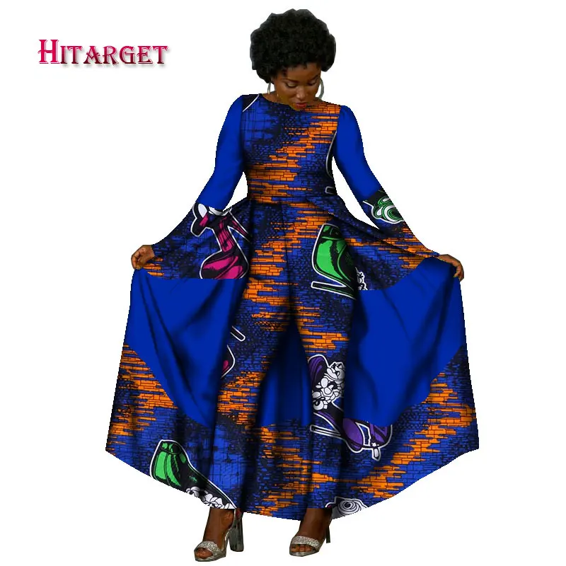 

Hitarget 2017 Autumn African Design Bazin Elegant Womens Long Sleeve Rompers Jumpsuit Dashiki Pants Plus Size Clothing WY2060