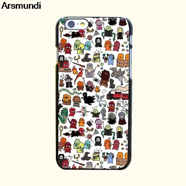 

Arsmundi Kawaii Harry Potter Doodle Phone Cases for iPhone 4S 5C 5S 6S 7 8 Plus X for Samsung NOTE Case Soft TPU Rubber Silicone