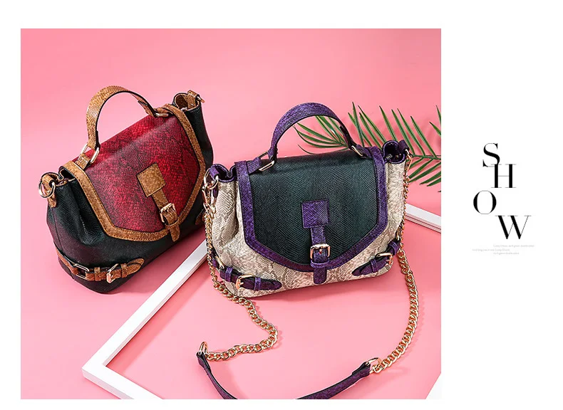 Female Designer Luxury Tote Stylish Snake Skin Print Handbag for Women Big Fashion Leather Shoulder Bag Panelled Crossbody Purse (3)