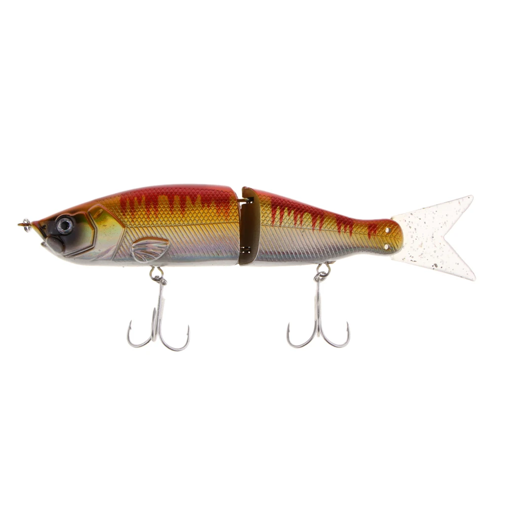 Artificial Bait Fishing 2-Section Multi Jointed Fishing Lures Swimbait with 2 Treble Hooks Minnow Crankbait Artficial Soft Bait