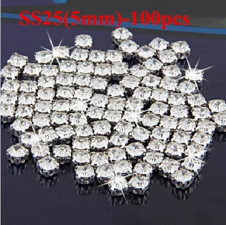 SS25 Silver Back Crystal Sew On Rhinestone with Hole Craft Rhinestones for Dresses Clothes Decoration Sewing Accessories S03 | Дом и сад