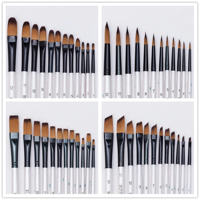 12pcs Paint Brushes Set Professional Paint Brush Round Pointed Tip